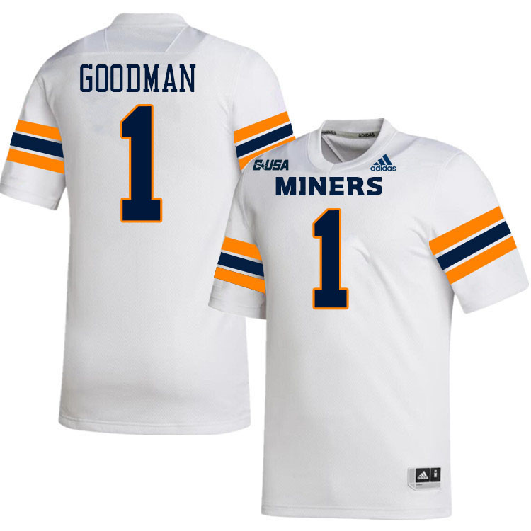 Trey Goodman UTEP Jersey,UTEP Miners #1 Trey Goodman College Football Jersey,Uniforms-White